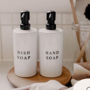 15OZ White Stoneware Hand Soap Size: 3 x 3 x 8"